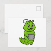 Carte Postale Chenille comme cuisinier avec casserole (Devant / Derrière)