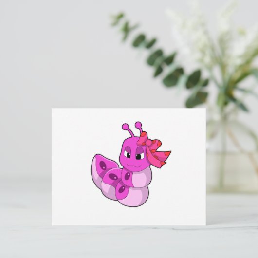 Carte Postale Chenille comme Fille avec Ruban (Debout devant)