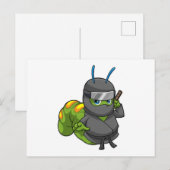 Carte Postale Chenille comme Ninja avec Épée (Devant / Derrière)