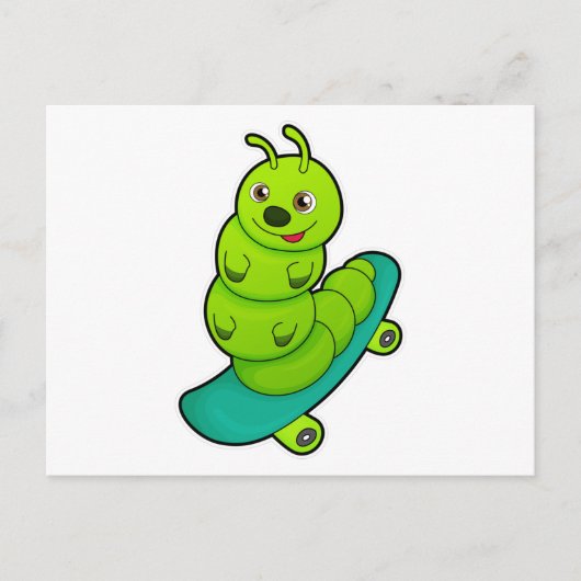 Carte Postale Chenille comme Patineur avec Skateboard (Devant)
