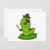 Carte Postale Chenille comme Pirate avec Épée (Devant / Derrière)