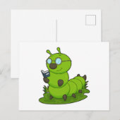 Carte Postale Chenille comme un intello avec des lunettes et un  (Devant / Derrière)