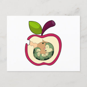 Carte Postale Chenille Dormant Pomme