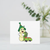 Carte Postale Chenille en élève avec cartable (Debout devant)