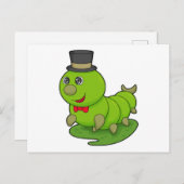 Carte Postale Chenille en gentleman avec cylindre (Devant / Derrière)