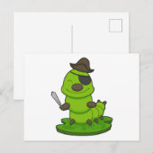 Carte Postale Chenille en pirate avec épée (Devant / Derrière)