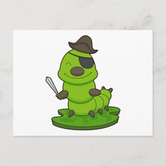 Carte Postale Chenille en pirate avec épée (Devant)