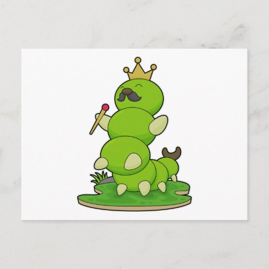 Carte Postale Chenille en roi avec couronne (Devant)