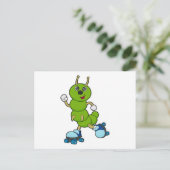 Carte Postale Chenille sur patins en ligne avec des patins à rou (Debout devant)