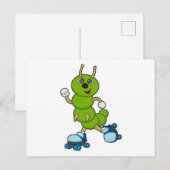Carte Postale Chenille sur patins en ligne avec des patins à rou (Devant / Derrière)