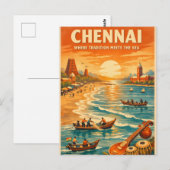 Carte Postale Chennai, en Inde, dans un classique rétro (Devant / Derrière)