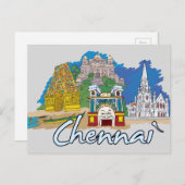 Carte Postale Chennai, ville célèbre de l'Inde (Devant / Derrière)