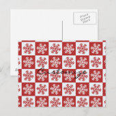 Carte Postale Chèque rouge/blanc motif flocon de neige Thunder_C (Devant / Derrière)