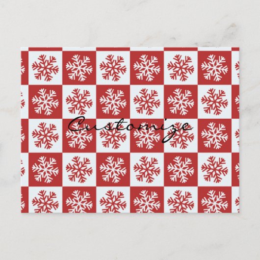 Carte Postale Chèque rouge/blanc motif flocon de neige Thunder_C (Devant)