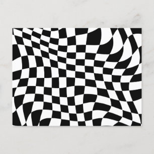 Carte Postale Chèques en noir et blanc ondulés
