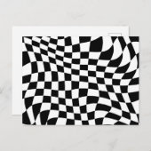 Carte Postale Chèques en noir et blanc ondulés (Devant / Derrière)
