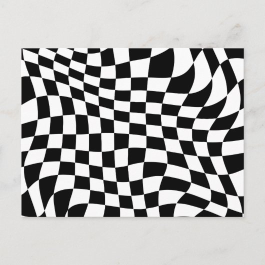 Carte Postale Chèques en noir et blanc ondulés (Devant)