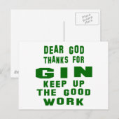 Carte Postale Cher dieu merci pour Gin. (Devant / Derrière)