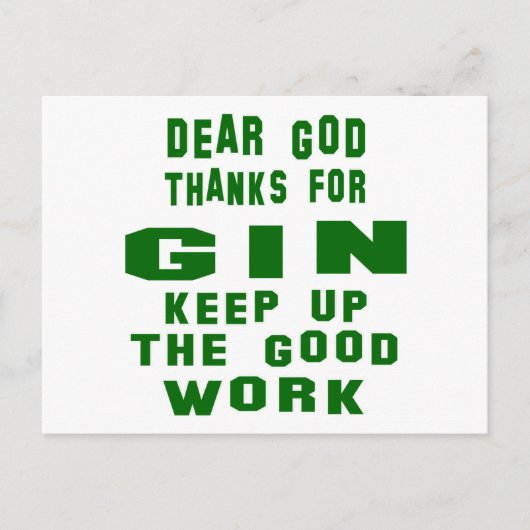 Carte Postale Cher dieu merci pour Gin. (Devant)