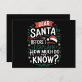 Carte Postale Cher Père Noël Avant D'Expliquer Combien Vous Save (Devant / Derrière)