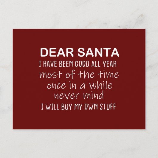 Carte Postale Cher Père Noël, J'Ai Été Une Bonne Lettre Drôle À  (Devant)