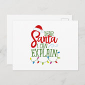 Carte Postale Cher Père Noël, Je Peux Expliquer (Devant / Derrière)