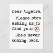 Carte Postale Chère Algebra S'Il Vous Plaît Arrêtez De Nous Dema (Devant)