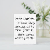 Carte Postale Chère Algebra S'Il Vous Plaît Arrêtez De Nous Dema (Debout devant)