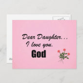 Carte Postale Chère fille, je t'aime. Dieu (Devant / Derrière)