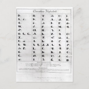 Carte Postale Cherokee Alphabet, "Lithographie" de Pendelton