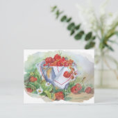 CARTE POSTALE CHERRIES ET STRAWBERRIES DANS UN BUCKET DE FER RUS (Debout devant)