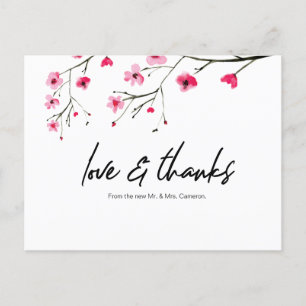 Carte Postale Cherry Blossom amour et merci Mariage Merci,
