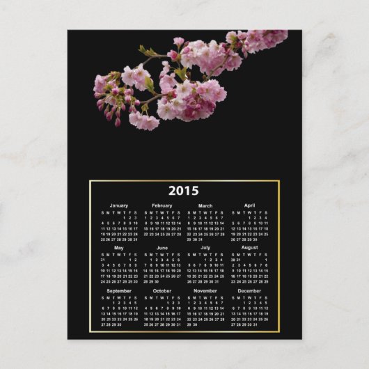 Carte Postale Cherry Blossom Branch 2015 Calendrier (Devant)
