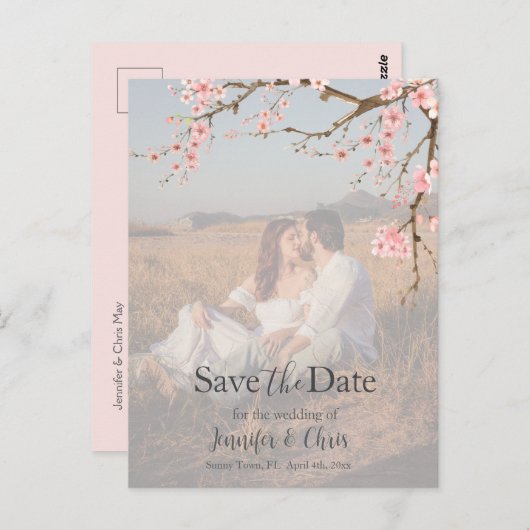 Carte Postale Cherry Blossom Enregistrer la photo Date (Devant / Derrière)