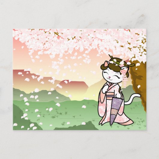 Carte Postale Cherry Blossom Geisha Kitty (Devant)