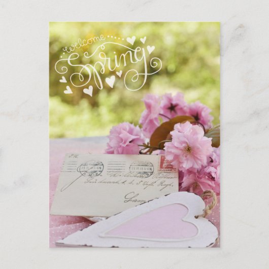 Carte Postale Cherry Blossom Loveletter Texte de printemps (Devant)