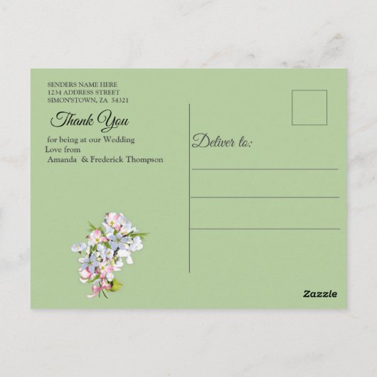 Carte Postale Cherry Blossom Mariage (Dos)