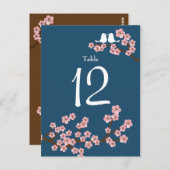 Carte Postale Cherry Blossom Mariage (Marine) Numéro de tableau (Devant / Derrière)