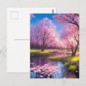 Carte Postale Cherry Blossom Park avec un ruisseau de méandre (Devant / Derrière)