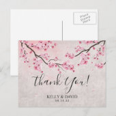 Carte Postale Cherry Blossom Printemps Floral Mariage Merci (Devant / Derrière)