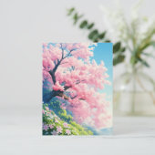 Carte Postale Cherry Blossom Tree on Sunny Green Hillside (Debout devant)