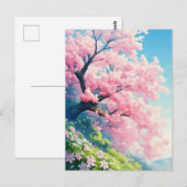 Carte Postale Cherry Blossom Tree on Sunny Green Hillside (Devant / Derrière)