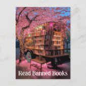 Carte Postale Cherry Tree Book Wagon Lire Livres Interdits (Devant)