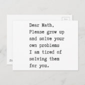 Carte Postale Chers maths résolvez vos propres problèmes (Devant / Derrière)