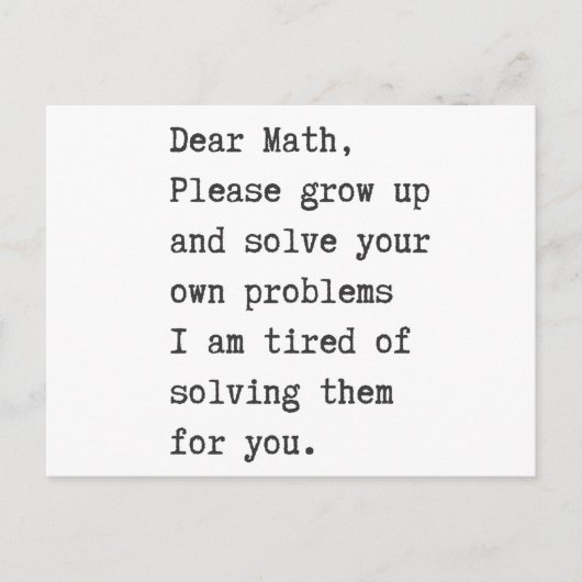 Carte Postale Chers maths résolvez vos propres problèmes (Devant)