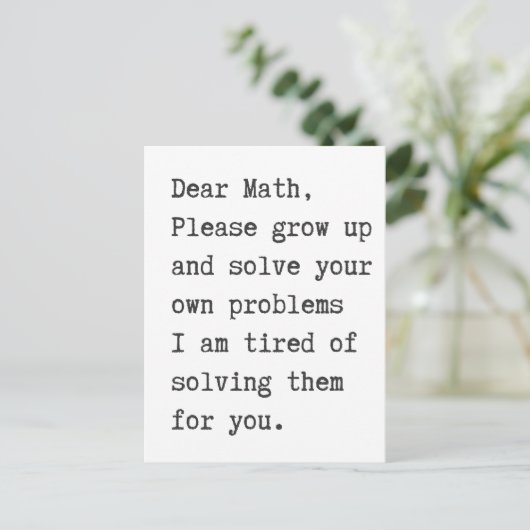 Carte Postale Chers maths résolvez vos propres problèmes (Debout devant)