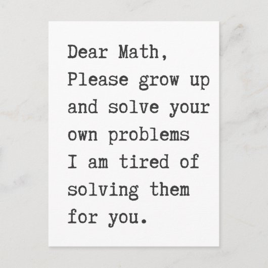 Carte Postale Chers maths résolvez vos propres problèmes (Devant)
