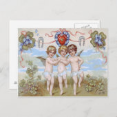 Carte Postale Cherub Angel Horseshoe Shamrock (Devant / Derrière)