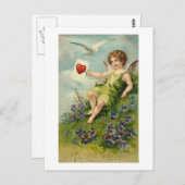 Carte Postale Cherub avec lettre d'amour et Inséparable (Devant / Derrière)