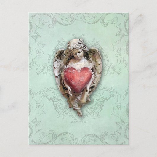 Carte Postale Cherub baroque vintage avec coeur (Devant)